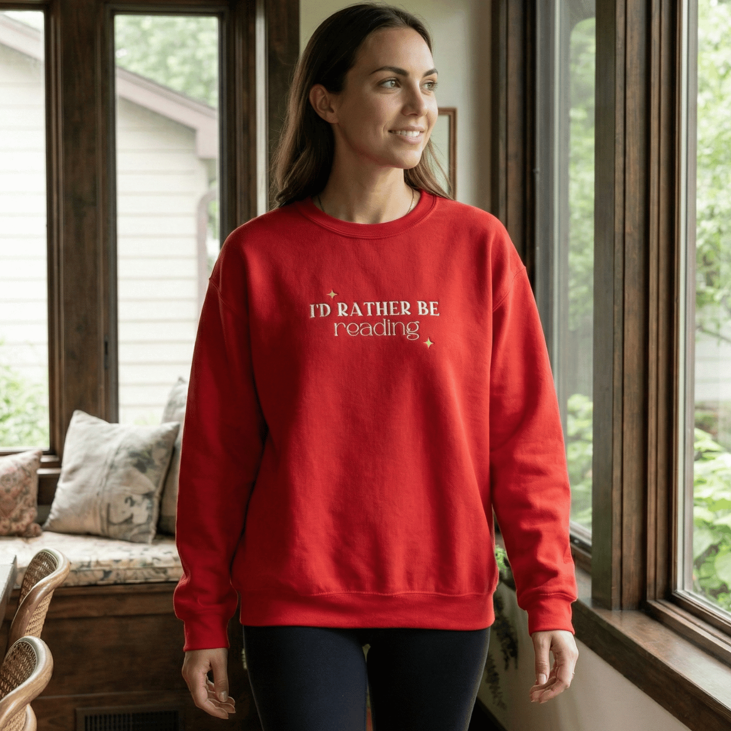 I’d Rather Be Reading Sweatshirt – Funny Introvert Book Lover Crewneck