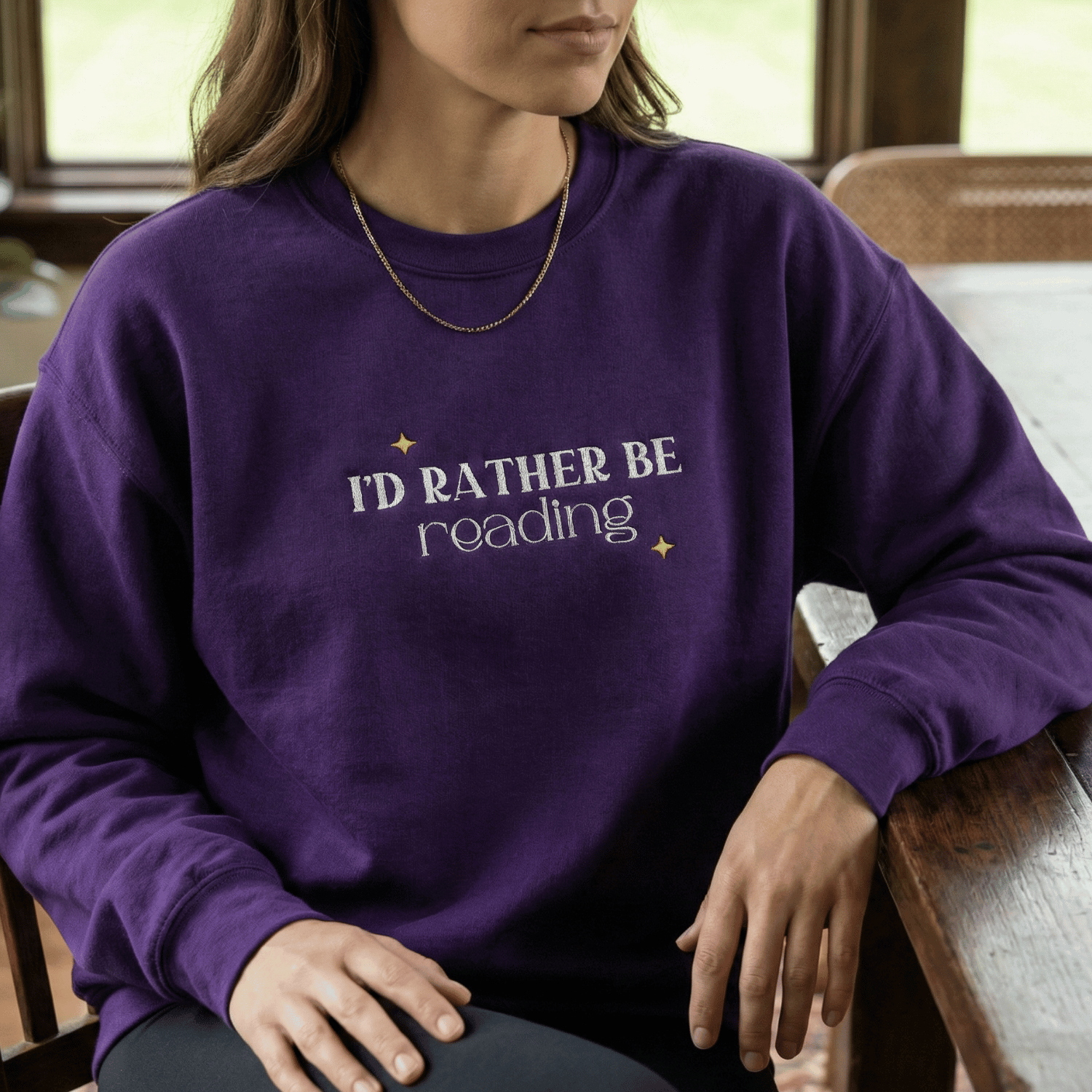 I’d Rather Be Reading Sweatshirt – Funny Introvert Book Lover Crewneck
