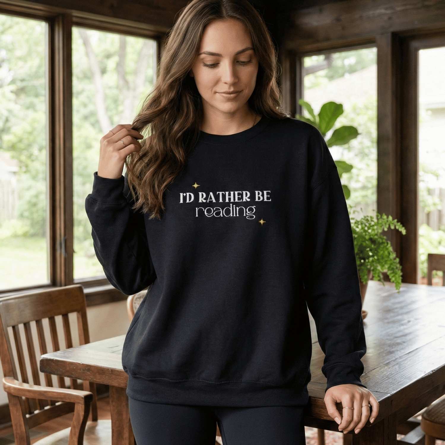I’d Rather Be Reading Sweatshirt – Funny Introvert Book Lover Crewneck