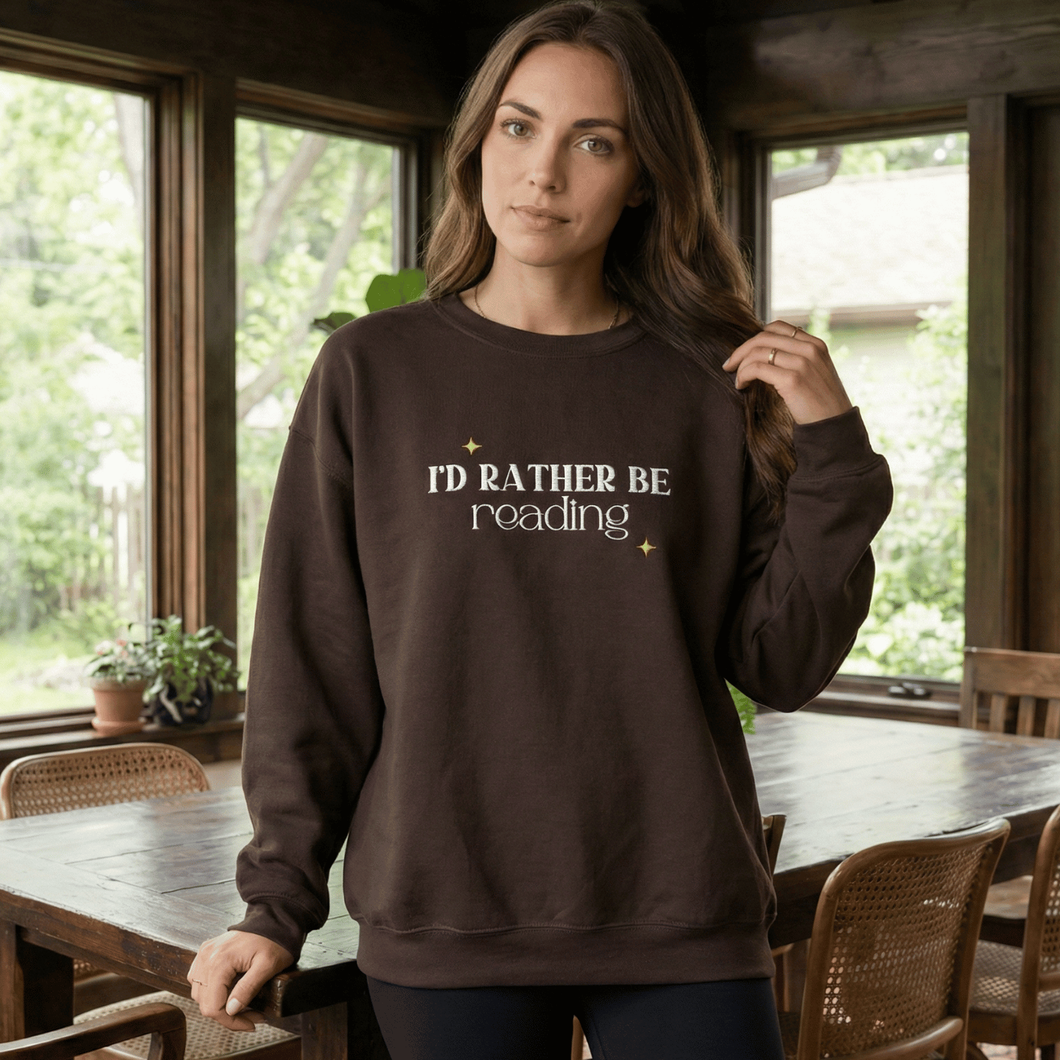 I’d Rather Be Reading Sweatshirt – Funny Introvert Book Lover Crewneck