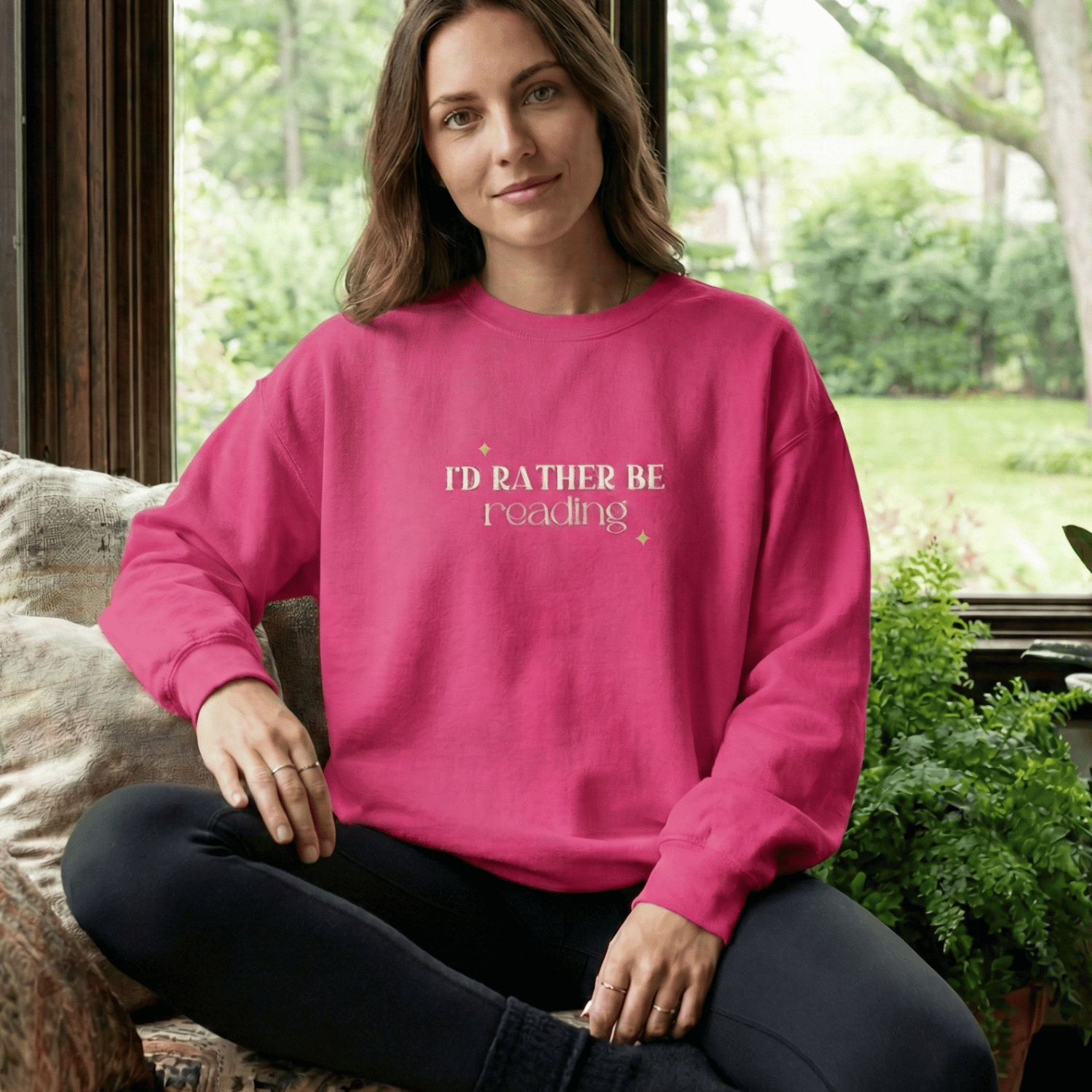 I’d Rather Be Reading Sweatshirt – Funny Introvert Book Lover Crewneck