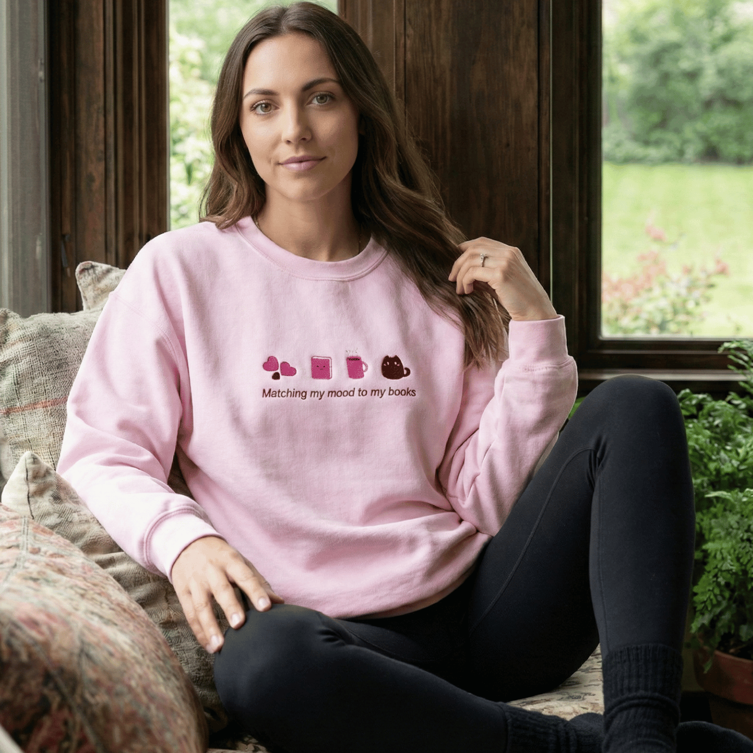 Matching My Mood to My Books Sweatshirt – Cute BookTok Reader Crewneck