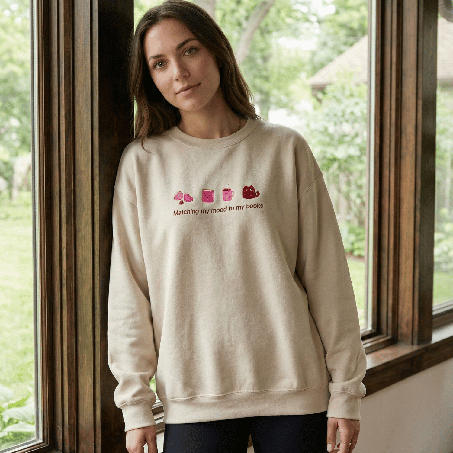 Matching My Mood to My Books Sweatshirt – Cute BookTok Reader Crewneck