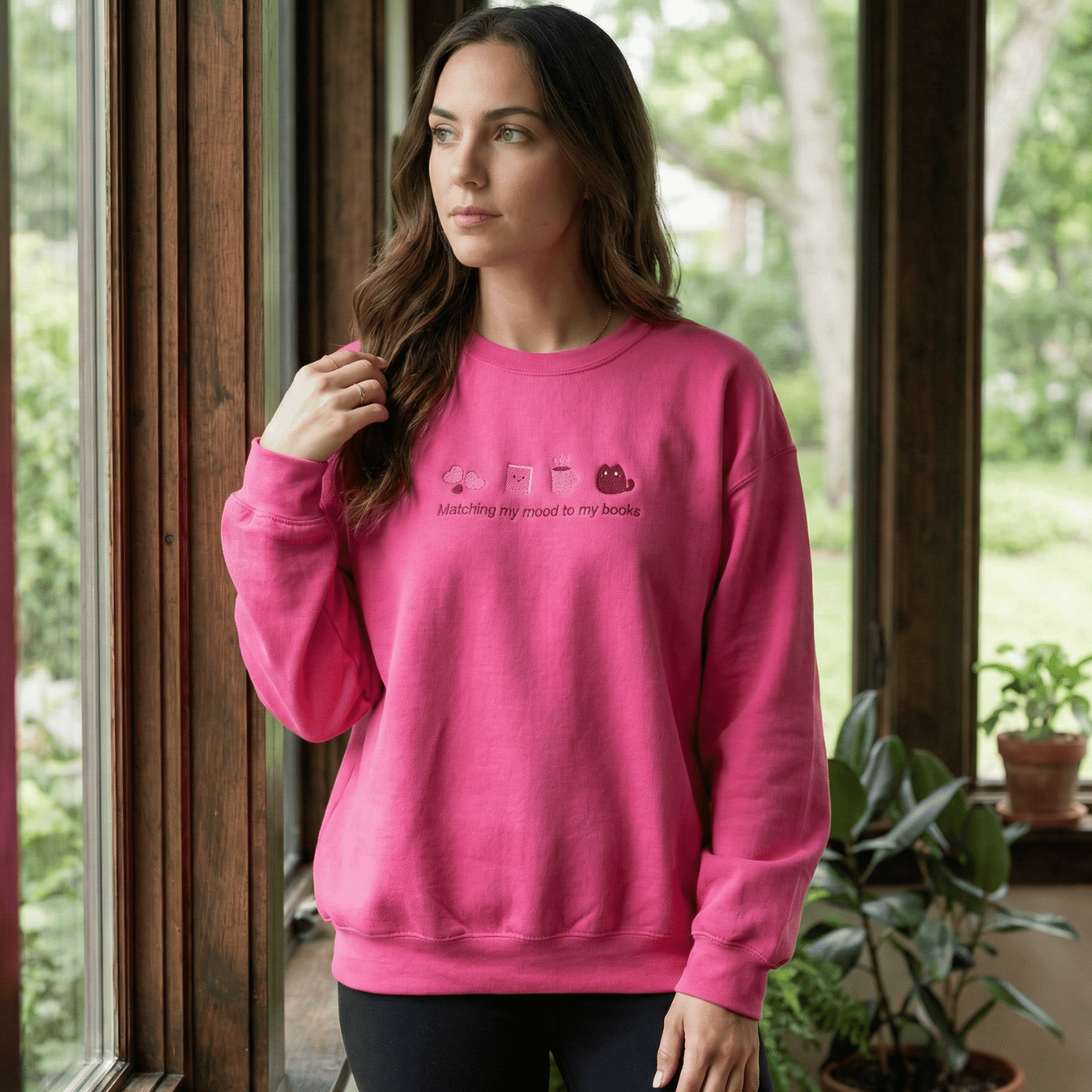Matching My Mood to My Books Sweatshirt – Cute BookTok Reader Crewneck