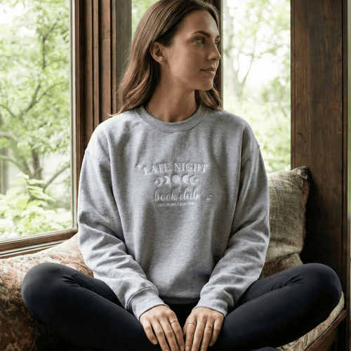 One More Chapter Embroidered Sweatshirt – Late Night Book Club BookTok Crewneck