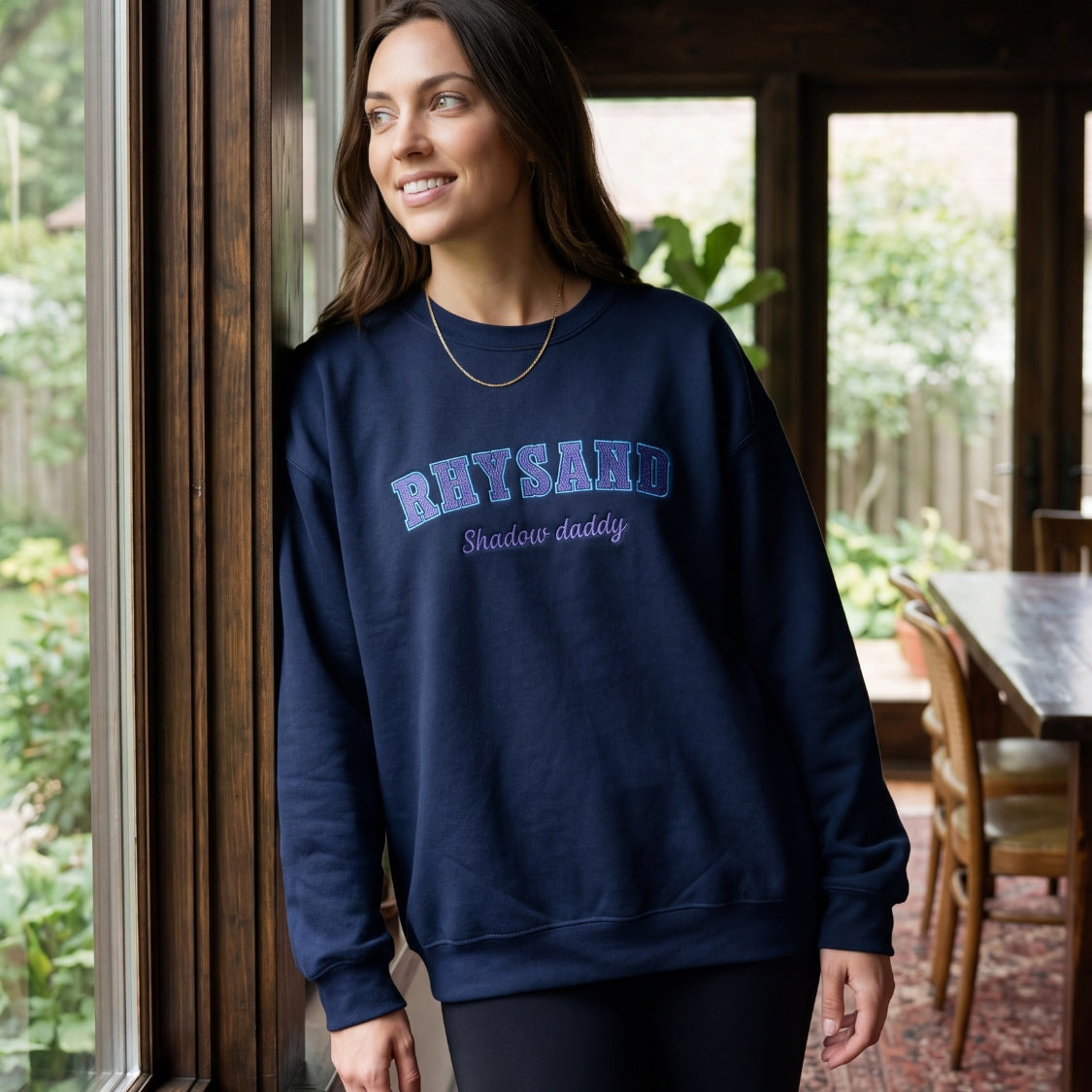 Rhysand Shadow Daddy Embroidered Sweatshirt – Blue Embroidery
