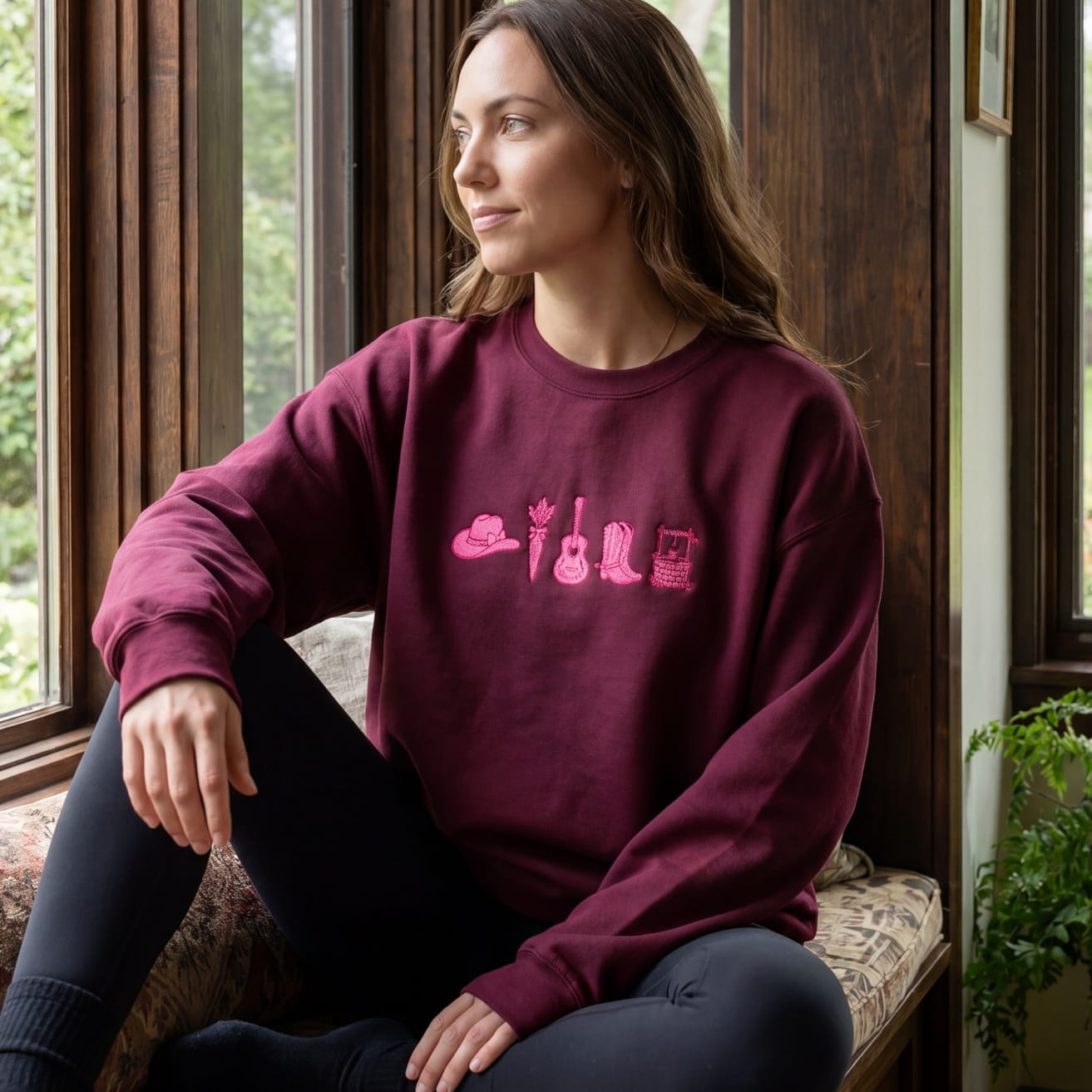 Heartless Icons Embroidered Sweatshirt - Cowboy Romance