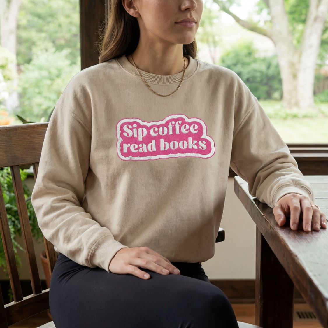 Sip Coffee Read Books Embroidered Sweatshirt – Coffee and Books