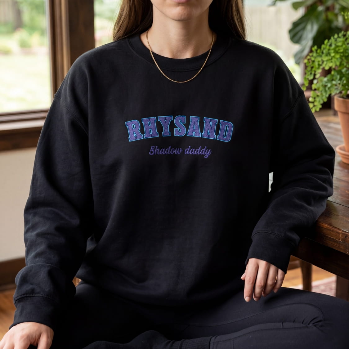 Rhysand Shadow Daddy Embroidered Sweatshirt – Blue Embroidery