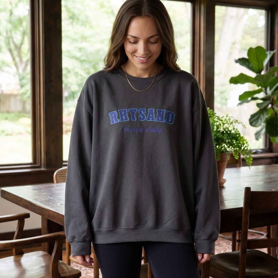 Rhysand Shadow Daddy Embroidered Sweatshirt – Blue Embroidery