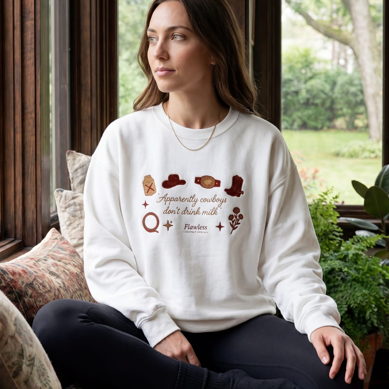 Cowboys don't drink milk Embroidered Sweatshirt - Flawless Cowboy Romance