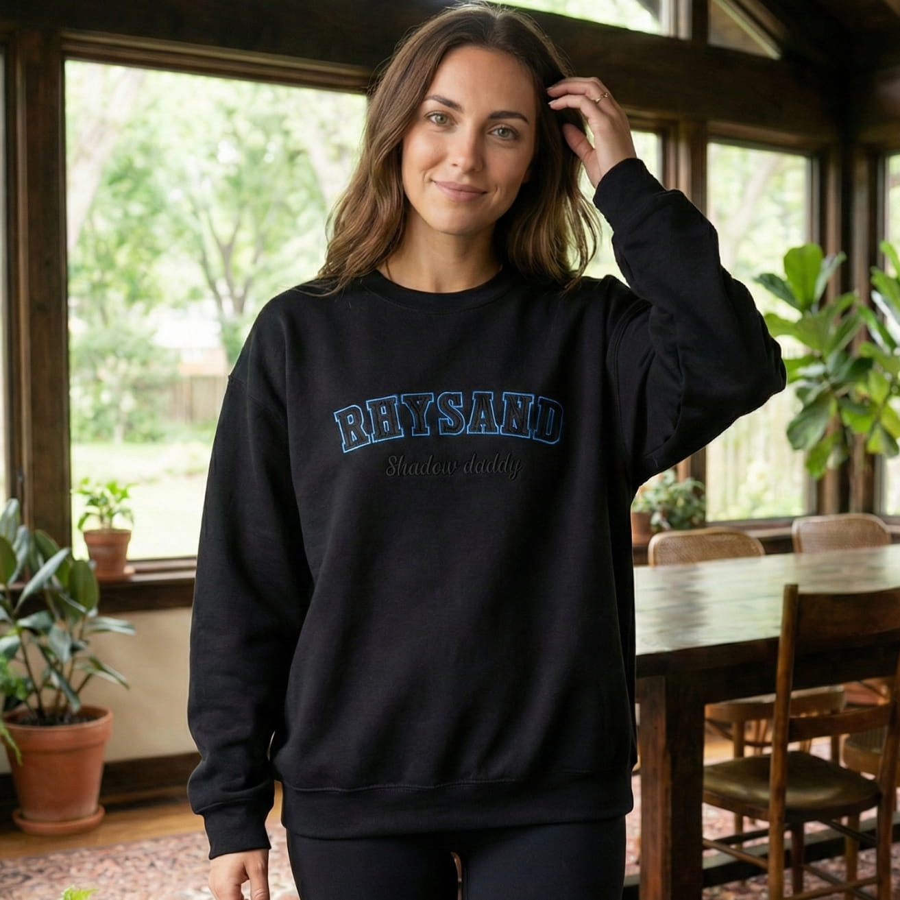 Rhysand Shadow Daddy Embroidered Sweatshirt – Black Embroidery