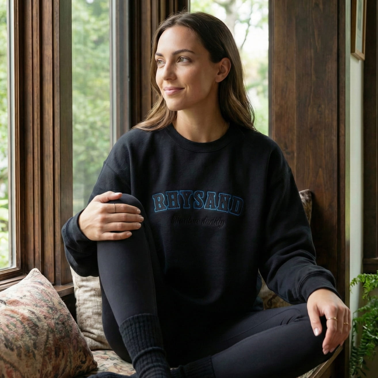 Rhysand Shadow Daddy Embroidered Sweatshirt – Black Embroidery