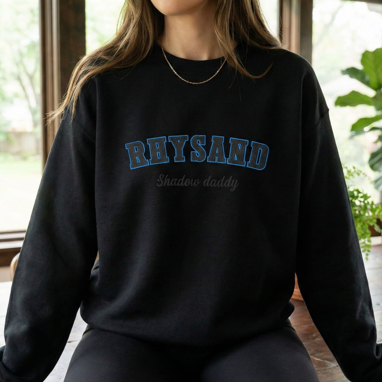 Rhysand Shadow Daddy Embroidered Sweatshirt – Black Embroidery