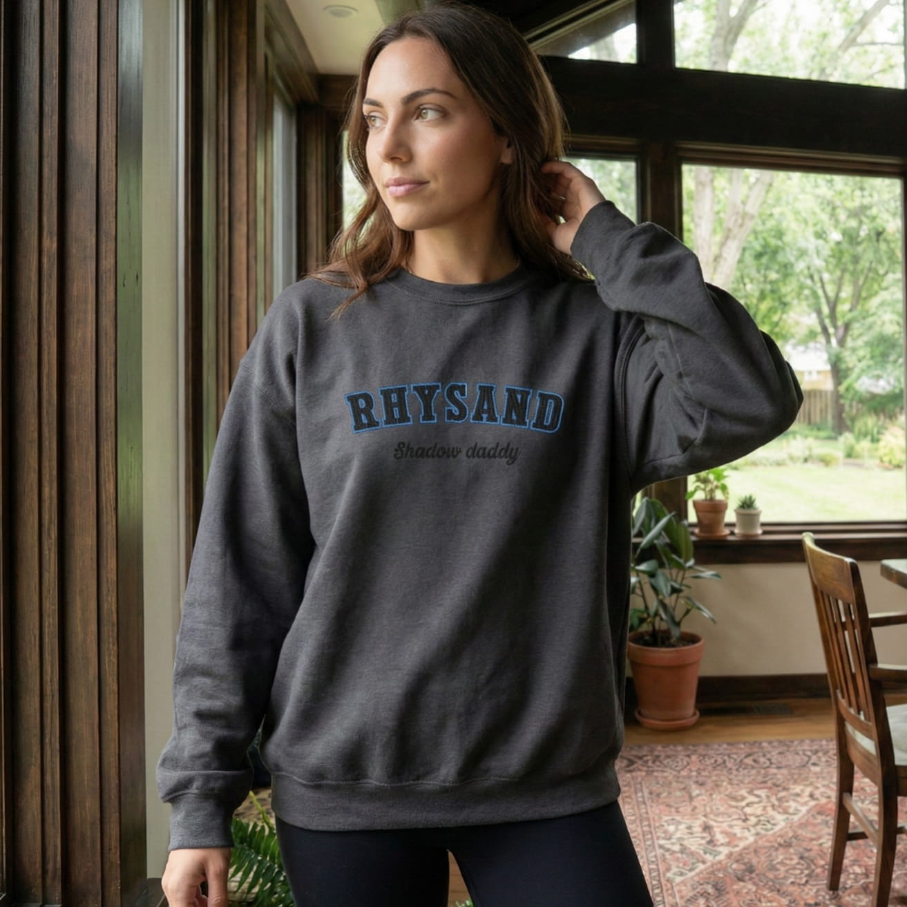Rhysand Shadow Daddy Embroidered Sweatshirt – Black Embroidery